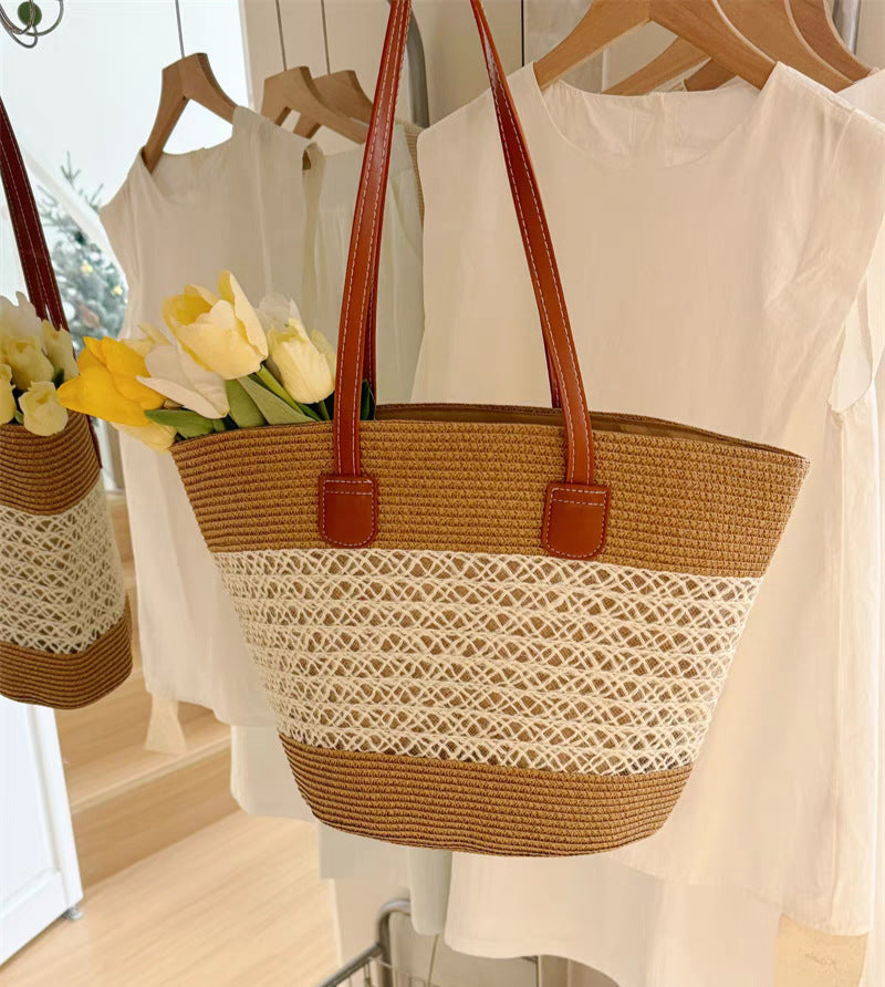 Women's Summer Straw Tote Bag Large Capacity Woven Shoulder Bag