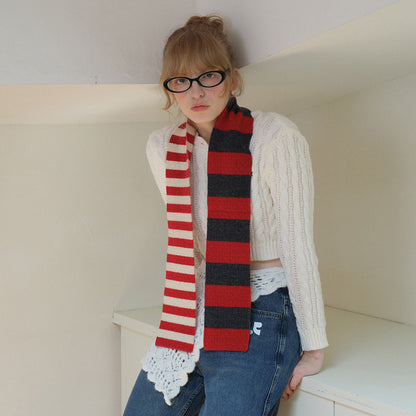Striped 100% Merino Wool Scarf for Women