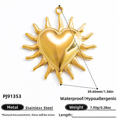 Heart Pendant Sun Charm Bracelet Necklace Stainless Steel DIY Jewelry
