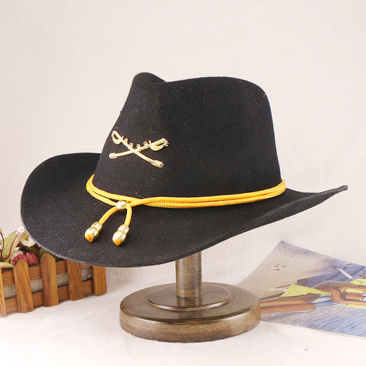 Wool Jazz Fedora Hat with Peanut Chain Stylish Unisex