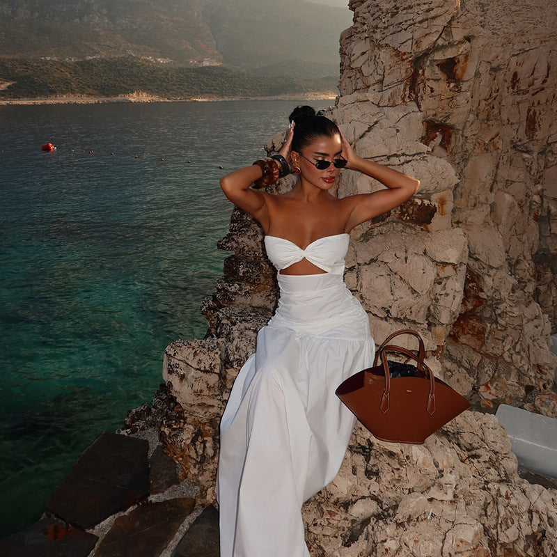 Summer Sexy Strapless Hollow Out Maxi Dress