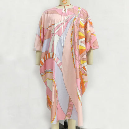 Women'S Dress Muslim Loose Large Size Robe Printed Dress