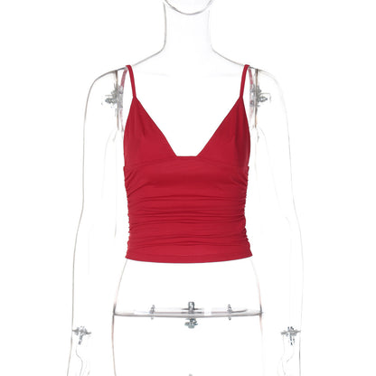 Trendy Casual V-Neck Crop Top
