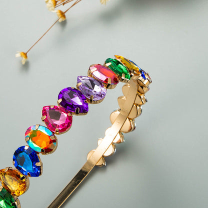 Colorful Rhinestone Metal Headband Fashion Accessory for Women