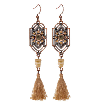 Retro Bohemian Geometric Tassel Earrings Set