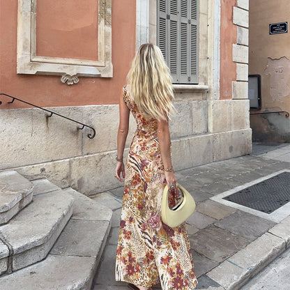 Elegant Floral Print Maxi Dress Bodycon Style