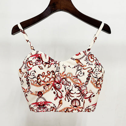 Undersea Print Crop Top And Pants Set