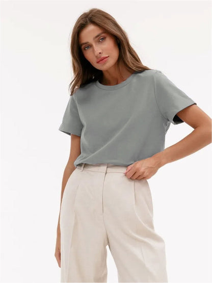 Casual Solid Cotton Short Sleeve T-Shirt for Everyday Wear