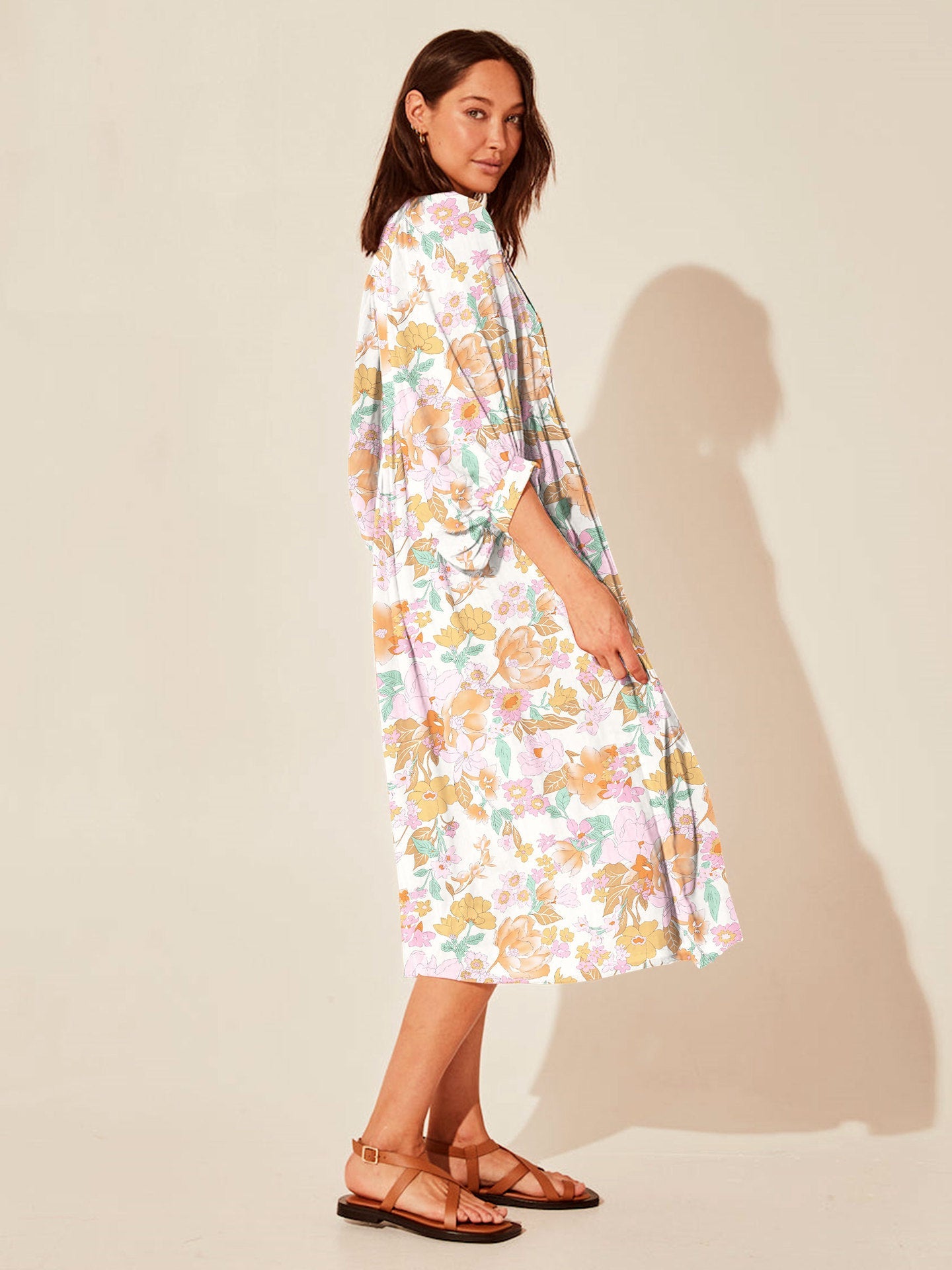 Vintage Floral Maxi Dress Relaxed Casual Style