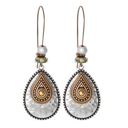 Bohemian Style Geometric Earrings Set with Hollow Design and Tassels