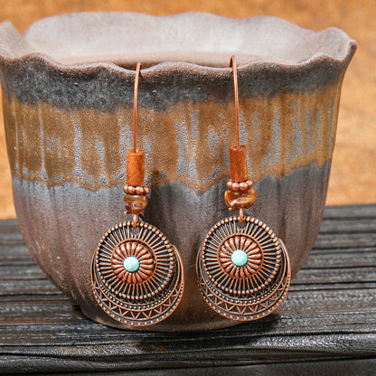 Geometric Alloy Earrings Stylish Bohemian Wood Dangle Earrings