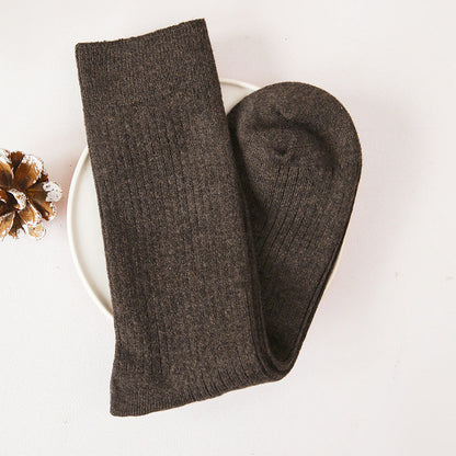 High-Quality Elastic Ribbed Mid-Calf Wool Socks for Men and Women