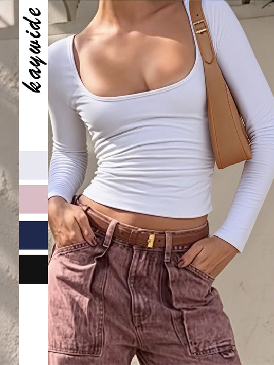 Y2K Trendy Long Sleeve Fitted T-Shirt for Women