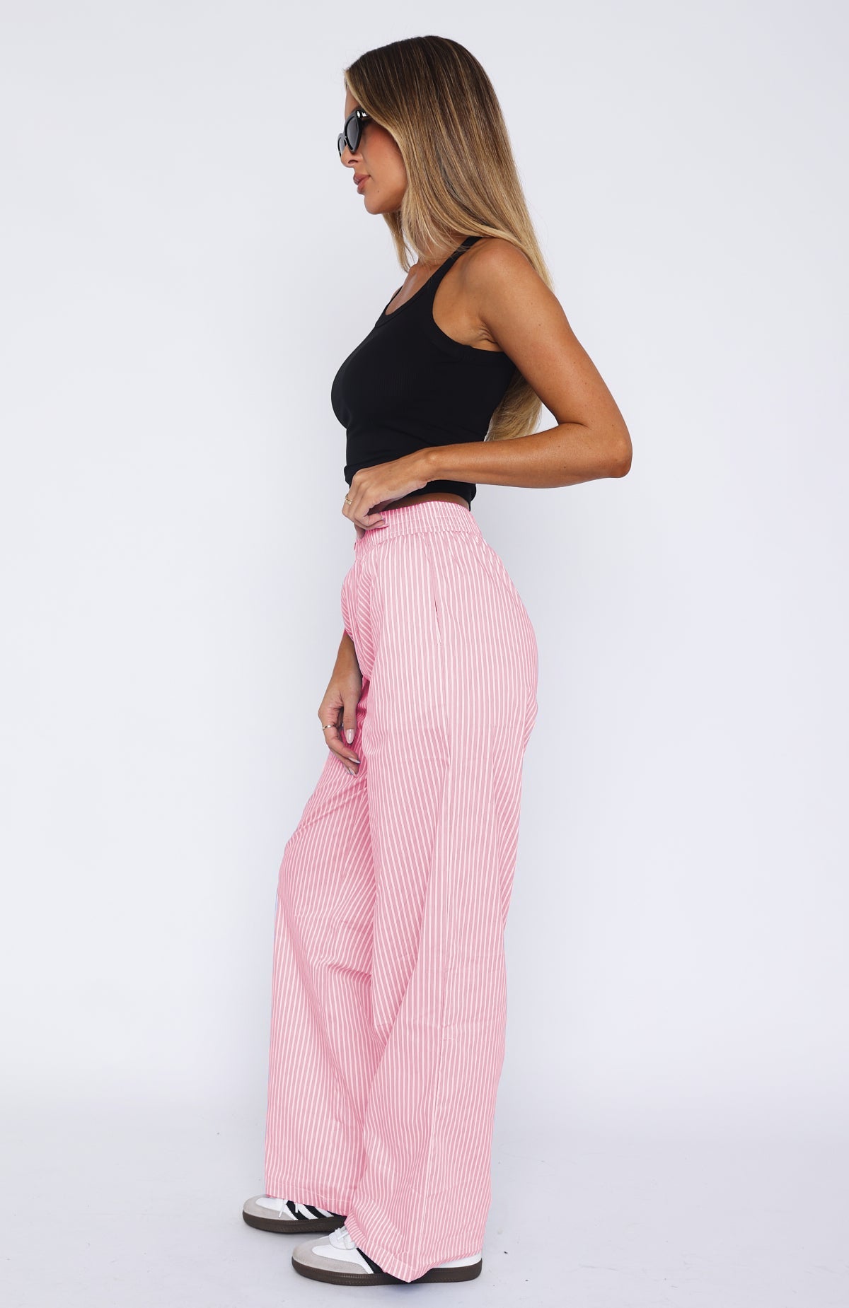 Simple Striped Casual Straight Leg Pants