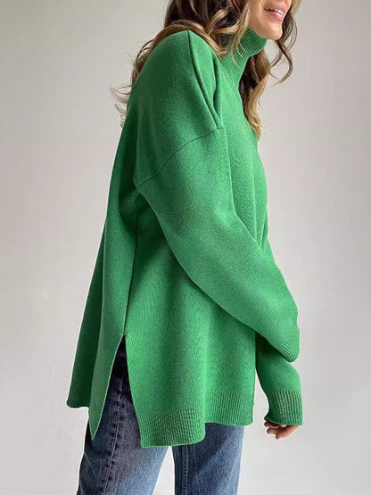 Cozy Turtleneck Knit Sweater Casual All-Season Pullover