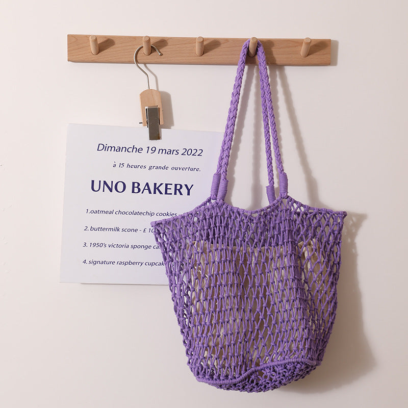 Simple Solid Color Casual Woven Shoulder Bag