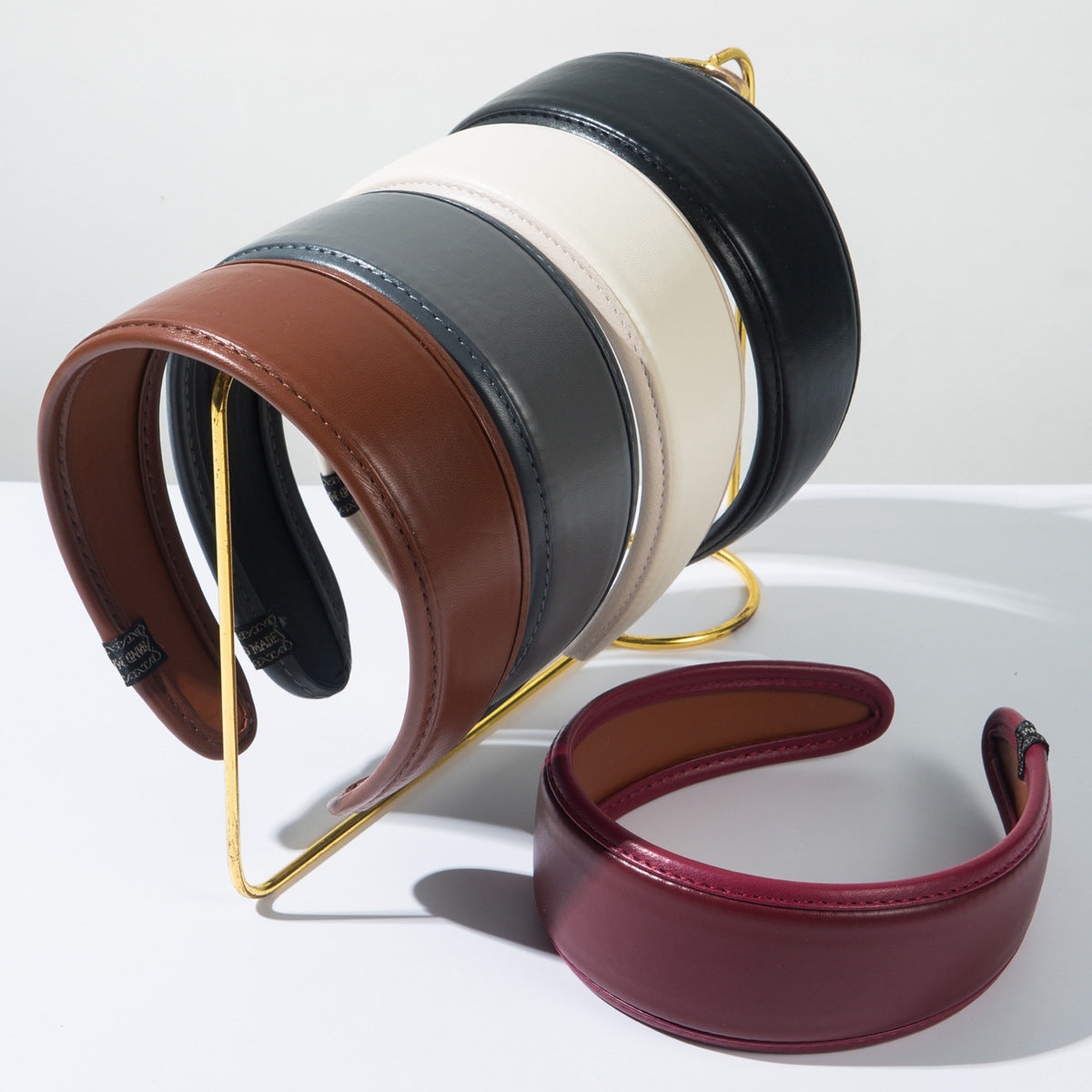 Vintage Wide Brim PU Leather Headband for Women