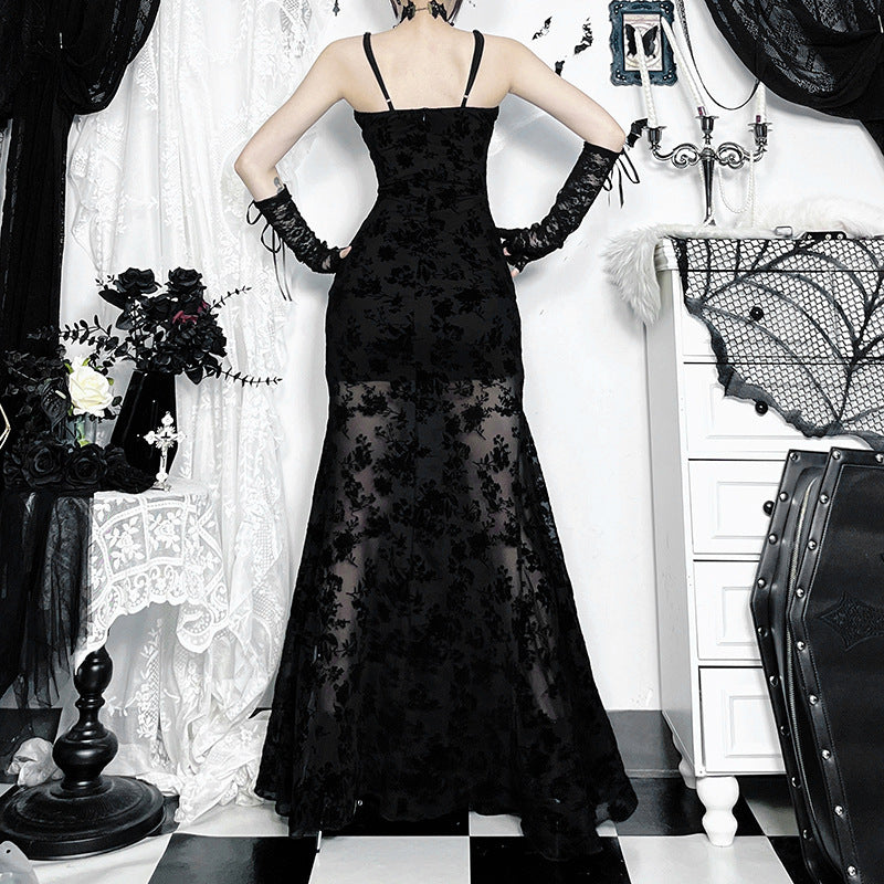 Gothic Lace Maxi Dress Stylish Slip Dress