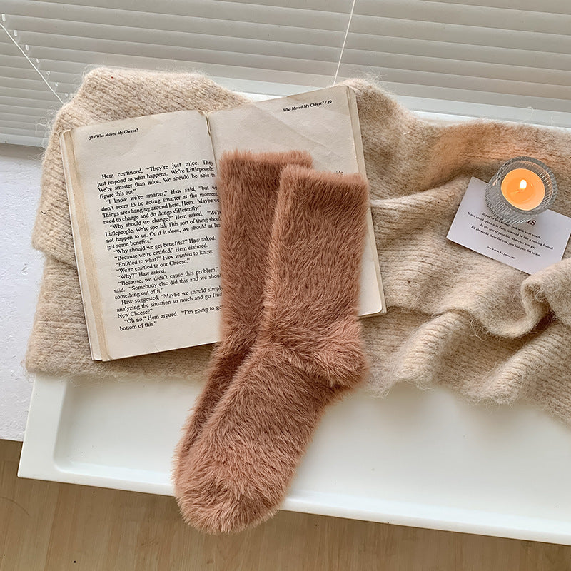 Winter Fuzzy Plush Thicken Warm Crew Socks