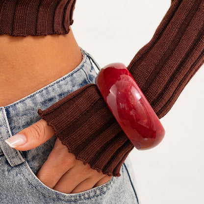Trendy Semi-Transparent Acrylic Bracelet Exaggerated Wide Resin Bangle For Women