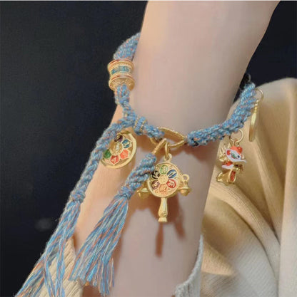 Tibetan Thangka Woven Hand Rope Ethnic Style Lucky Hand Strand Light Luxury Small And Exquisite Retro Women'S Bracelet