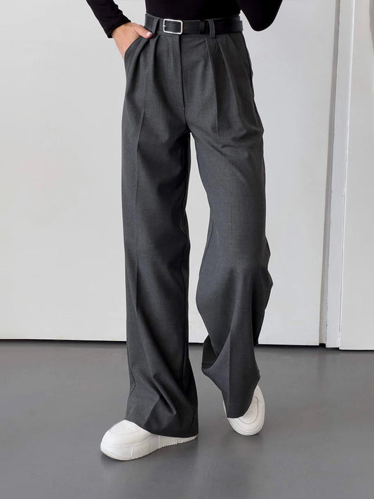 Women's High Waist Wide Leg Trousers Stylish Casual Suit Pants