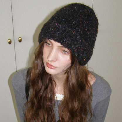 Wool Blend Colorful Dots Knit Beanie for Women