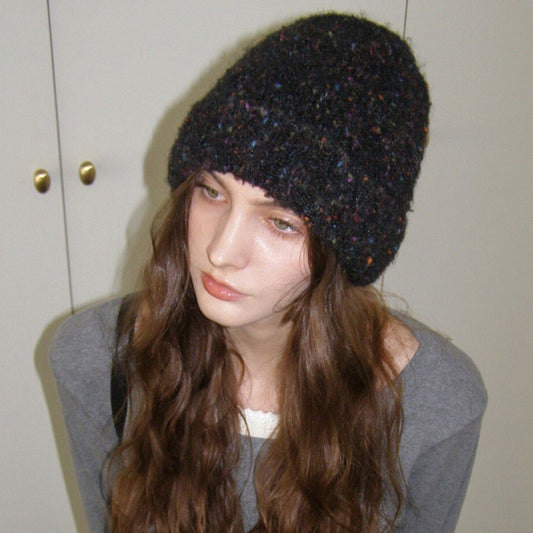 Wool Blend Colorful Dots Knit Beanie for Women