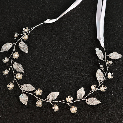 Gold Leaf Flower Bridal Headband Handmade Alloy Hairband