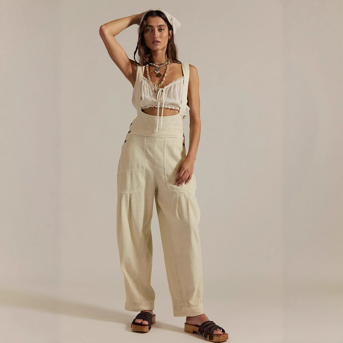 Casual Denim Overalls with Side Pockets