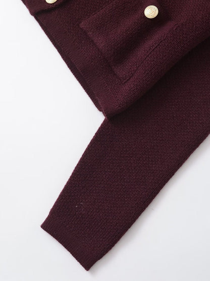 Fall Solid Color Crew Neck Knit Cardigan