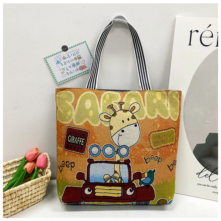 Ethnic Vintage Embroidered Canvas Tote Bag for Women