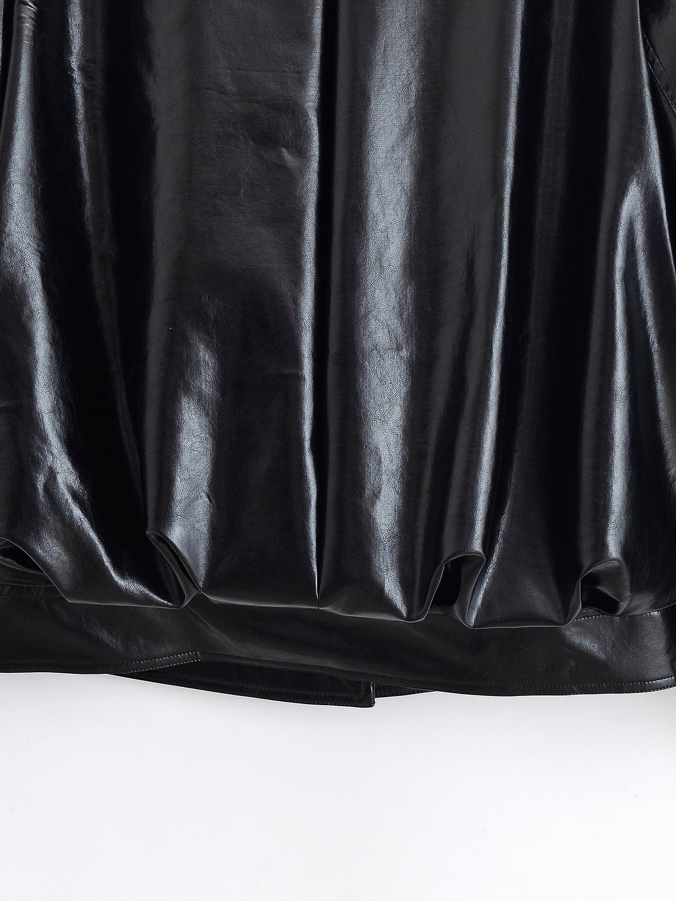 Cool Lapel Pleated Leather Jackey