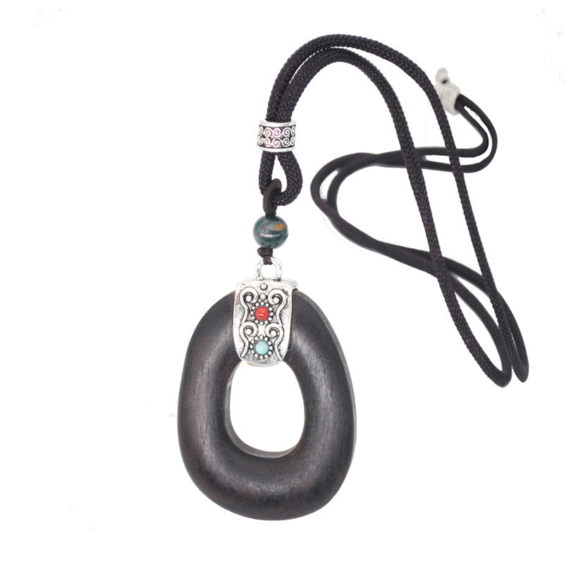 Nepal Handmade Original Pendant Wooden Bead Necklace Female Beads Retro Art Necklace Sweater Chain Clothing Accessories