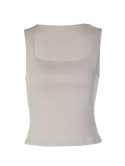 Sleeveless Square Neck Top Fashionable Slim Fit