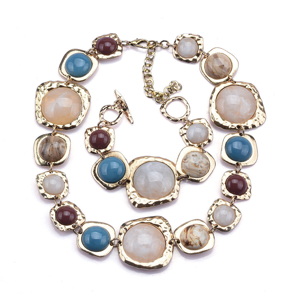 Stylish Geometric Irregular Metal Stone Bracelet