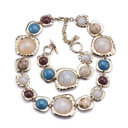 Stylish Geometric Irregular Metal Stone Bracelet