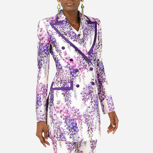 Floral Print Two-Piece Pants Suit