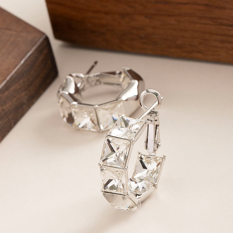 Geometric Crystal Zircon Earrings Stylish Elegant Accessory