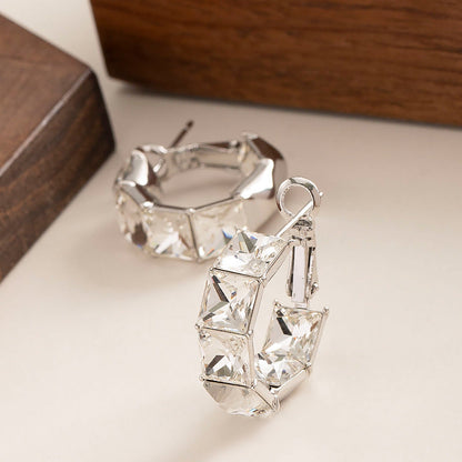Geometric Crystal Zircon Earrings Stylish Elegant Accessory