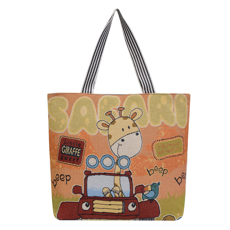 Ethnic Vintage Embroidered Canvas Tote Bag for Women