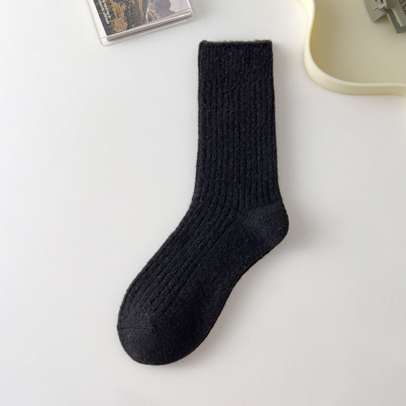 Vintage Thicken Warm Wool Solid Crew Socks