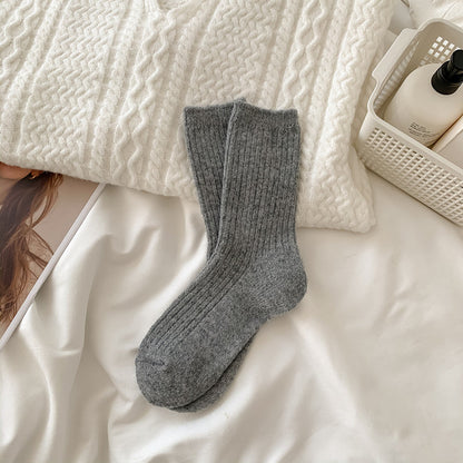 Casual Solid Color Thicken Plush Crew Socks