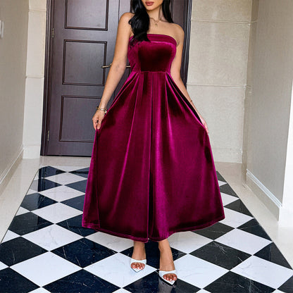 Elegant Strapless Maxi Dress For Women