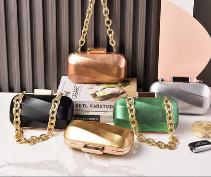 Metallic Evening Clutch Bag Silver Leather Party Bag
