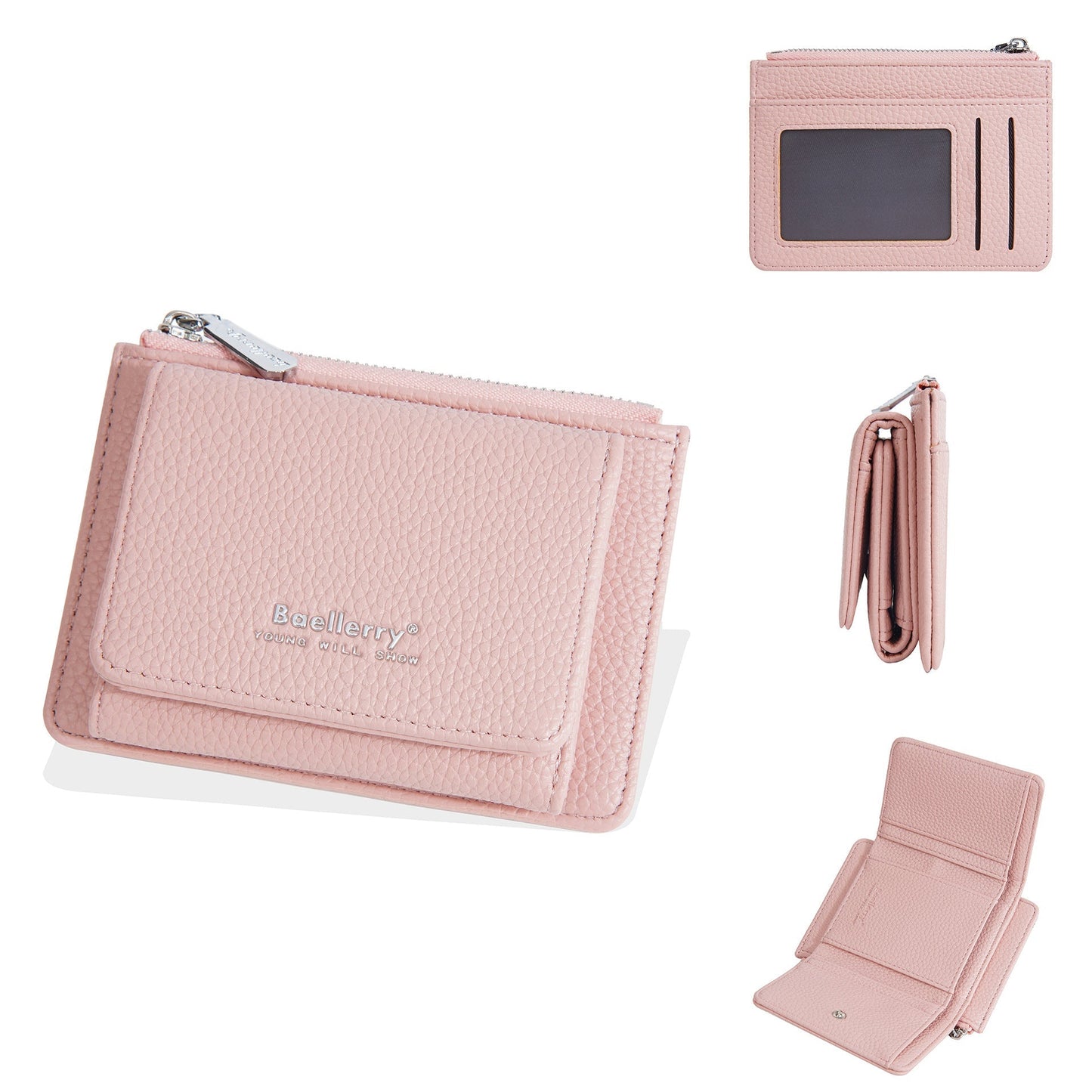 Zipper Solid Color Card Cases Wallets