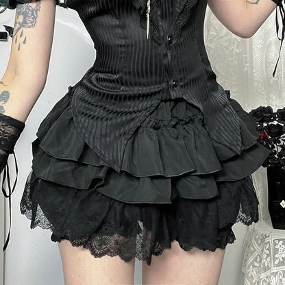 Lace Trim Pumpkin Skirt Pants Casual Comfortable Dress