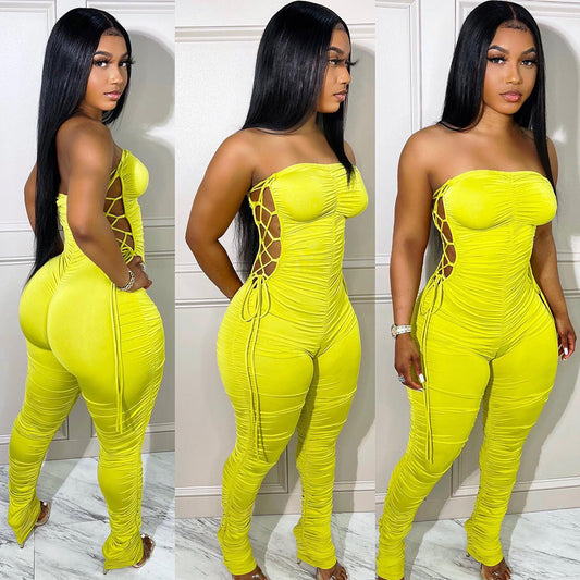 Slim Fit Side Tie Milk Silk Jumpsuit