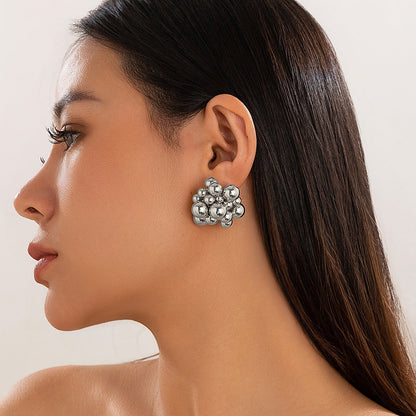 Geometric Metal Bead Earrings Stylish Casual Jewelry