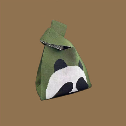 Trendy Cartoon Floral Knitted Tote Bag for Women